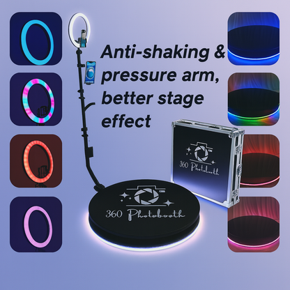 Ring light with stand for Pro360 SpinCam 360 Booth – LED lighting with anti-shaking and pressure arm features.
