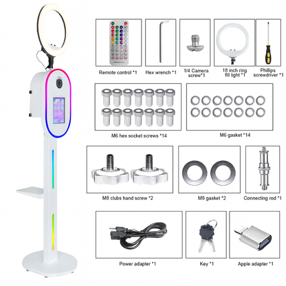 Photo booth accessory kit for InstaBeam Pro including remote, tools, and screws – affordable event photo booth components.