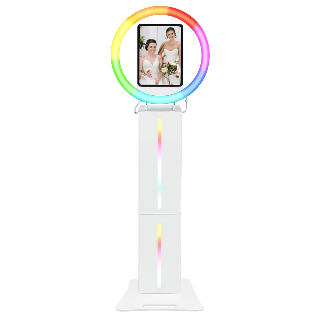 Affordable GlowPro iPad Photo Booth with RGB ring light and display screen – ideal for parties, birthdays, and corporate events.