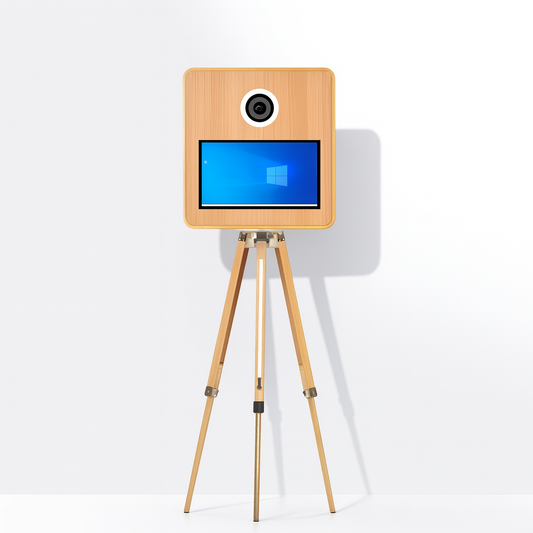 Rustic Elegance 15.6" Wooden Wedding Mirror Photo Booth – Touch Screen Selfie Booth for Events & Rentals